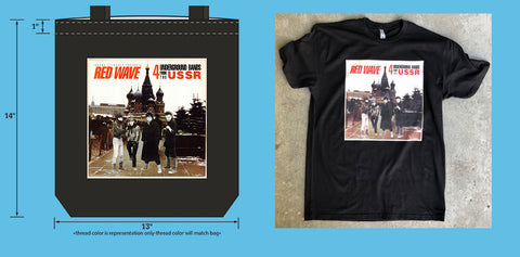 RED WAVE limited edition black tote bag and t-shirts